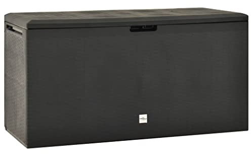 Tino Tech Boîte de rangement en polypropylène (PP) - 114 x 47 x 60 cm - 290 l - Anthracite - Caisses de jardin rembourrées - Pour l'extérieur, le jardin, les jouets - Coffre multi-usages d'extérieur