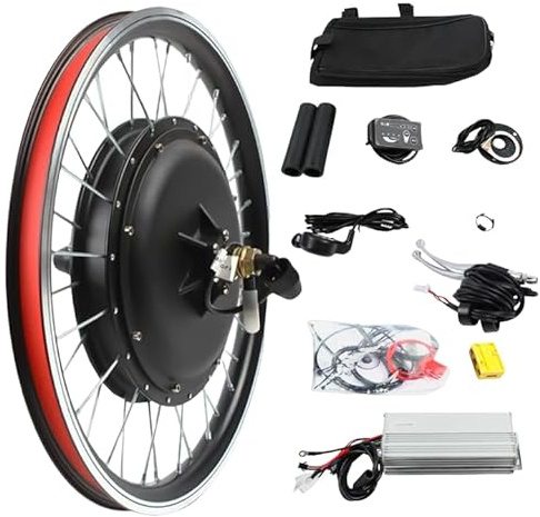 QRANSEUYXY 20 Zoll Fahrrad Umbausatz, 48V 1000w/36v 250w E-Bike Conversion Kit, Hinterrad Elektrofahrrad Motor Umbausatz mit LCD Display 5-Punkt-Assistenzsensor (48V 1000W)
