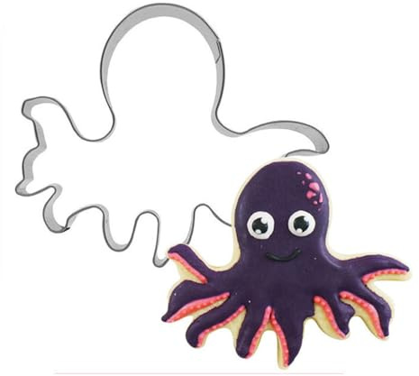 Bianriche Ausstechform mit Meerestieren, Oktopus, Keksausstecher, Keksausstecher, Edelstahl, Metallformen für DIY Gebäck, Sandwich, Fondant, Kuchendekoration