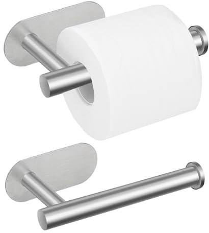 Porta Carta Igienica Adesivo Acciaio Inox 304 da 2 pezzi, Portarotolo Carta Igienica da Parete, Senza Foratura, Porta Rotoli Carta Igienica, Portarotolo da Muro per Toilette Cucina Bagno Lavatoio
