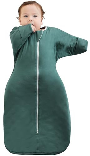 Aomloge PuppyPaws: Baby Sleeping Bag 1.5 TOG, Swaddle with Arms Up Long Sleeves and Mitten Cuffs, Bamboo Rayon Sleep Sack 3-6 Months, Wearable Blanket Baby with 2-Way Zipper