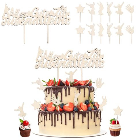 MONCAP 13 Stück Jugendweihe Tortendeko Alles Gute zur Jugendweihe Cake Topper Jugendweihe Tortenstecker Holz Jugendweihe Kuchen Dekoration für Jugendweihe Deko Party Junge Mädchen