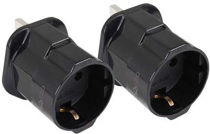 OcioDual 2X Adaptador Enchufe UK, Adaptador Enchufe UK a Europeo, Enchufe Tipo G, UK to EU Plug Adapter, Convertidor de 2-Pin Europa a 3-Pin Inglaterra con Seguridad para Niños, Negro