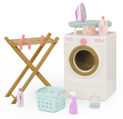 Our Generation – Lavadora de muñecas – Tendedero, Plancha y Kit de Limpieza – Accesorios para casa de muñecas (46 cm) – Juego de rol – Juguetes para niños a Partir de 3 años – Laundry Day