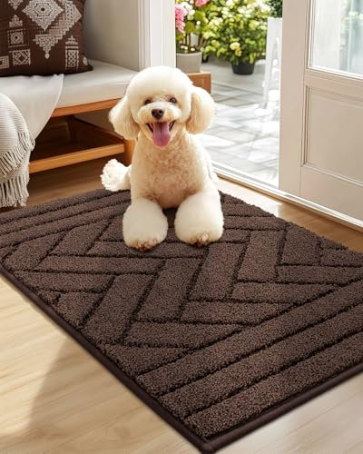 Biscpro Badematte 50x80cm,Waschbarer rutschfeste Fußmatte Wasserabsorbierenden Badezimmerteppich Teppich Läufer Flur,Fussmatte für Hund,Eingang,Flur,Küchen-Kaffee