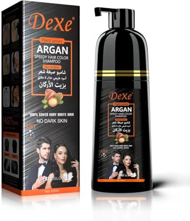 NAOLVE Instant Black Hair Shampoo 420ML, Haarfärbeshampoo für Männer & Frauen, 3 in 1 Schwarzes Haarfärbemittel, Black Hair Dye, 100% Grauabdeckung, Einfach & schnell, Hält 30 Tage