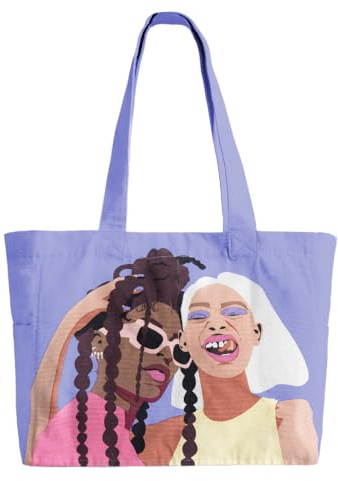 Ecoright Ästhetische Canvas-Tragetasche für Damen, große Reißverschluss-Tragetasche mit Tasche, Damen-Tragetasche für Yoga, Arbeit, Strand
