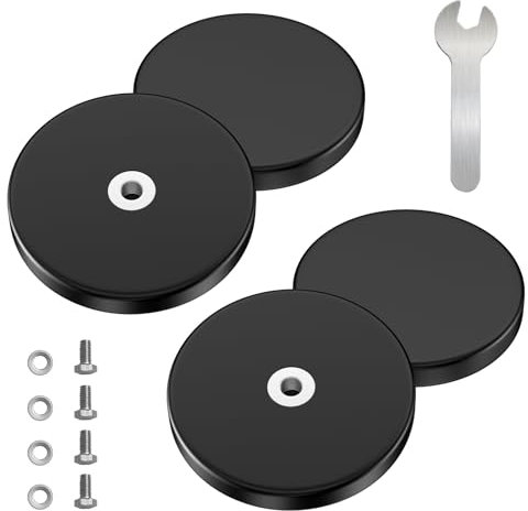 Newpop Magnet mit Gewinde, 8.5 kg Haftkraft Neodym Magnet Gummiert, Ø 43mm Gummierte Magnete zum Anschrauben, Starke Anti-Rutsch Gummi Runde Magnete mit M4 Innengewinde