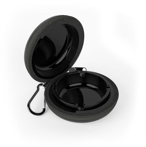 Juspota Ceniceros Portátiles, Mini Cremallera Cenicero de Bolsillo Antiolores, Cenicero Metal de Cigarrillos con Llavero para Viajes, al Aire Libre, Senderismo, Negro