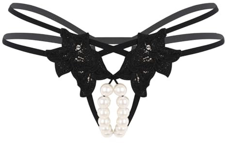 RUNQHUI Mini String Femme Ficelle Sexy String Ouvert Slip Dentelle Lingerie sous-vêtement M-XL Type B XL