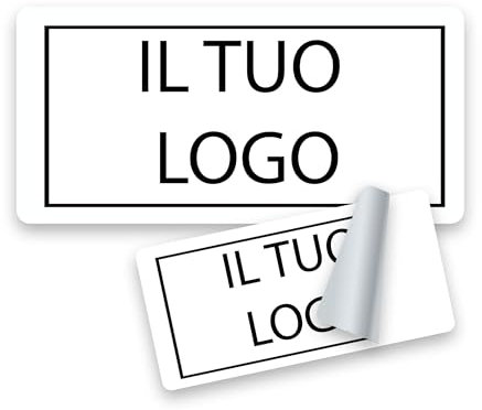 GamesMonkey® - 100 + 20 Bonus - Etichette Adesive Personalizzate - Aziendali logo azienda - Carica logo immagine foto - Adesivo negozio ufficio - Rettangolo Cerchio Quadrato (Rettangolo, 4x2,5)
