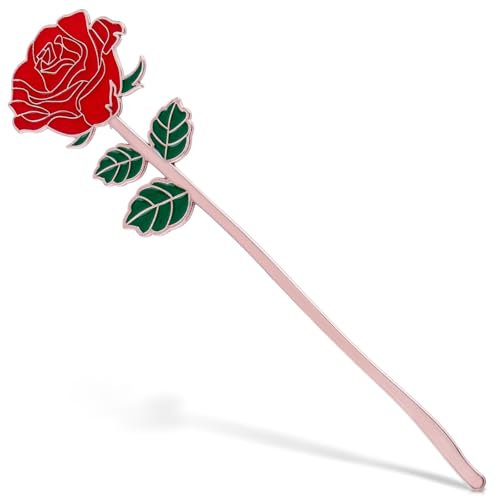 Lesezeichen Metall Rosen Lesezeichen Blumen Lesezeichen Mädchen Aesthetic Rote Rose Lesezeichen Personalisiert Geschenk Bookmark Seitenmarker für Geschenk Geburtstag Valentinstag Buchliebhaber