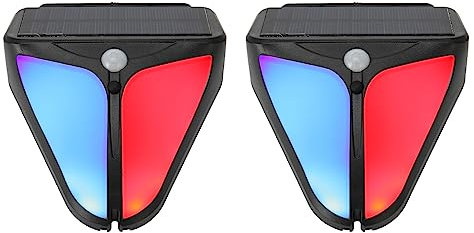 2er-Pack Solar-Bewegungsmelder-Alarm, 129 DB Solar-Ton- und Lichtalarm, Bewegungsmelder, Blitzwarnung, Stroboskop-Sicherheitsalarm, für Bauernhof, Zuhause