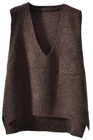 shownicer Pulls sans Manche Femme Col en V Tricoté en Gilet Oversize sans Manches Pull Gilet Veste Décontracté Débardeur Pull Automne Hiver