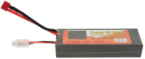 Keenso Batterie LiPo 7.4V 2S 5200mAh 30C, Connecteur XT60 Batterie Lithium Polymère RC pour Voiture RC 1/8 1/10 Hélicoptère