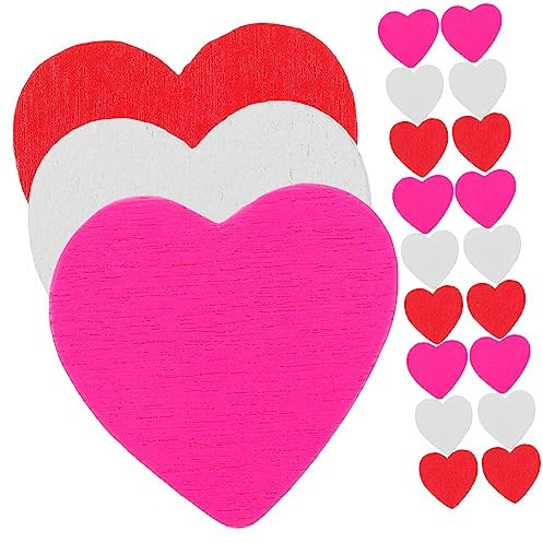 TOYANDONA 150stücke Holzaufkleber Für Valentinstag Selbstklebende Herz-Sticker Für Bastelprojekte Romantische Dekoration Und Rote Und Weiße Herzform Für Kreative Ideen