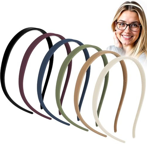 6 Stück Dünn Haarreifen Damen Modische Stirnbänder für Damen Rutschfeste Sonnenbrillen Haarband Vintage Dünn Haarreif Bunte Bequemen Haarbänder für Mädchen Frauen mit Zahnspangenbrille
