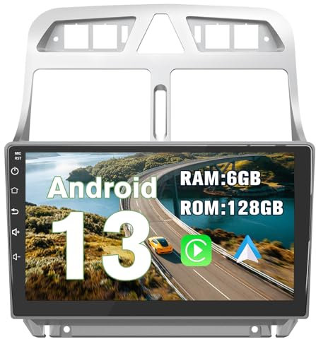 Hexinex Android 13.0 [6GB+128GB] Radio Coche para Peugeot 307 SW CC 2002-2013 con Carplay Inalámbrico/Android Auto, 9 Pulgadas Pantalla Táctil con 4G/WiFi/GPS/FM/RDS/DSP,Apoyo Mandos Volante