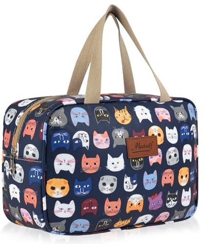 Aucuu Trousse de Toilette Femme, Grande Trousse de Maquillage avec Poignée, Sac à Cosmétiques étanche Portable pour Camping et Voyages, Sac de Maquillage Floral pour Femmes et Filles