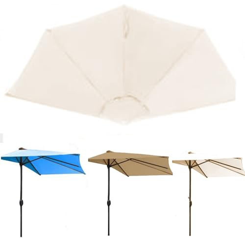 ZYXQQJ Halber Sonnenschirm Ersatzdach 2.7m 5 Streben Halbrund Sonnenschirm Ersatzbezug Terrassenschirm Ersatz Baldachin Für Strand, Markt, Garten(Beige)