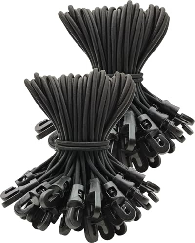 WMZOBH Lot de 100 tendeurs en caoutchouc avec crochets - 15 cm - Multifonctionnel - Avec crochet - Pour bâches de camping, bâche de remorque, bâche de piscine (noir)