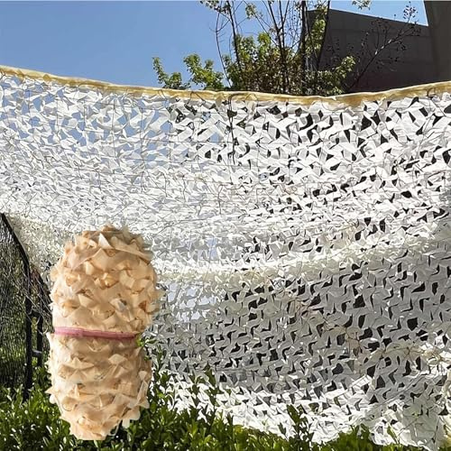 Filet de Camouflage Renforcé Beige 1m 1.5m 4m 8m 9m 14m 17m 20m, Voile d'ombrage Militaire pour Pergola Photographie Jardin Chasse Fête Camping Protection Solaire Treillis de Camouflage(4M x 7M)