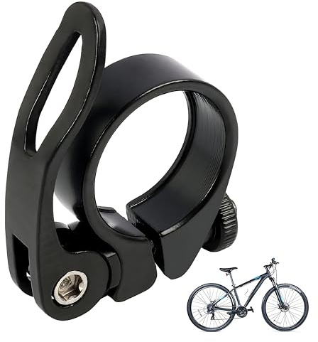 Bicycle Seat Locks，Abrazadera de Sillín de Bicicleta de Montaña en Aleación de Aluminio, Cierre Rápido, Compatible con Tubos de 28.6/31.8/34.9MM, Disponible en Negro, Azul, Oro, Rojo y Plata