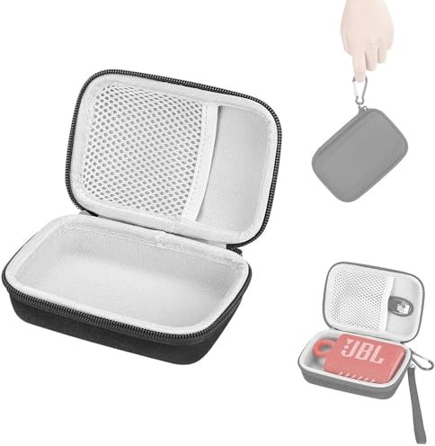 CERFFOOL Mini Sac de Rangement Rigide pour JBL GO 3/GO 4 Enceinte Bluetooth Etui de Transport Anti-Rayure Housse de Protection (Doubldure Gris)