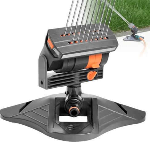 Mini Turbo Oszillierender Rasensprenger 16 Düsen,4 Modi Automatisches Schwingen Viereckregner zur Bewässerung,Gartensprinkler mit Schnellanschluss und Großer Basis,Sprinkler für Rasen und Flächen