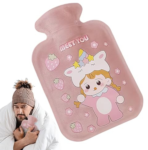 Botella de agua caliente 500 ml: almohadilla de calefacción de relushable suave para el resfriado de invierno, la mano, el calentador de pies | Paquete de comodidad de la hora de acostarse con agua te