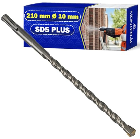 Broca Hormigon SDS Plus Ø 10 mm x 210 mm Fabricada en Acero y Carburo de Tungsteno - Broca para Hormigon se Puede Usar para Ladrillo Paredes Piedra Hormigón Armado - MONTERAL