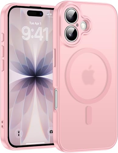 Helssitot für iPhone 17 Hülle mit Magsafe, Militär-Grade Stoßfest Kratzfest Anti-Fingerabdruck Magnetisch Rückseite Matt Handyhülle für iPhone 17 6,3 Zoll,Sand Rosa