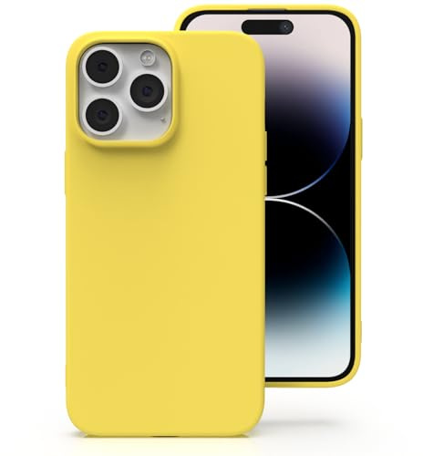 Zuvirelx Silicone Case for iPhone 14 Pro Max - Yellow | Thin, Non-Slip, Soft Grip, Minimalist, Shockproof, Pocket-Friendly