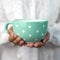 City to Cottage® - Keramik XXL Tasse 500 ml | Kaffeebecher | Türkis und Weiß | Polka Dots | Handgemacht | Keramik Geschirr | Große Tasse