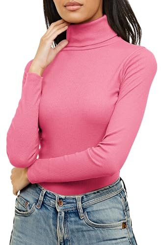 Re Tech UK Ladies Ribbed Cotton Polo Neck Jumpers for Women | Turtle neck top, great for autumn winter, soft cotton ribbed material