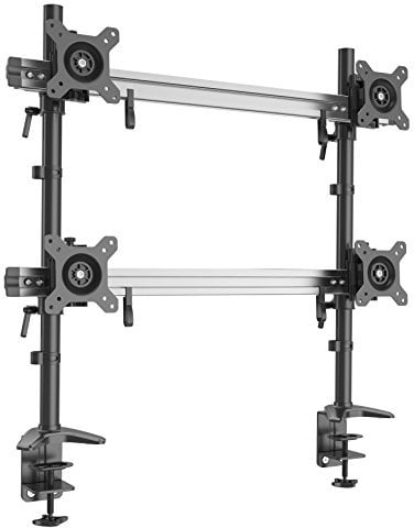 HFTEK 4-Fach-Monitorarm - Halterung Halter Tischhalterung für 4 Bildschirme von 15 bis 27 Zoll mit Tisch-Klemme - VESA 75/100 (MP240C-N)