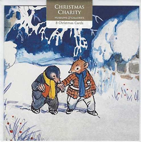 Museums & Galleries Charity Christmas Cards Pack of 8 - 'The Wind in the Willows' Festive Illustrations - Premium Greeting Cards Multipack with Envelopes - Supporting UK Charities