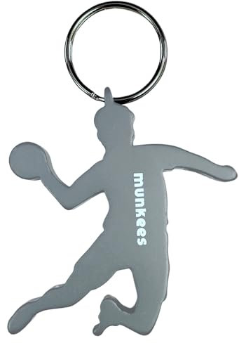 munkees Schlüsselanhänger Handballer I Handball-Anhänger I integrierter Flaschenöffner I Silber, 34981