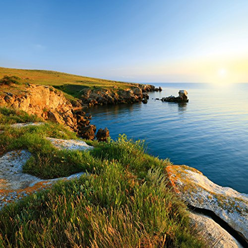 Eurographics 30x30, DG-DC1181 Blue Coast Sunrise I Glasbild, Glas, bunt, 30 x 30 x 2 cm