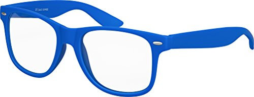 Balinco Nerd Sonnenbrille mit Klarglas matte Rubber Retro Vintage Unisex Brille mit Federscharnier (Blau)