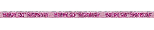 Unique Party 92065 - 9ft Foil Glitz Pink Happy 50th Birthday Banner