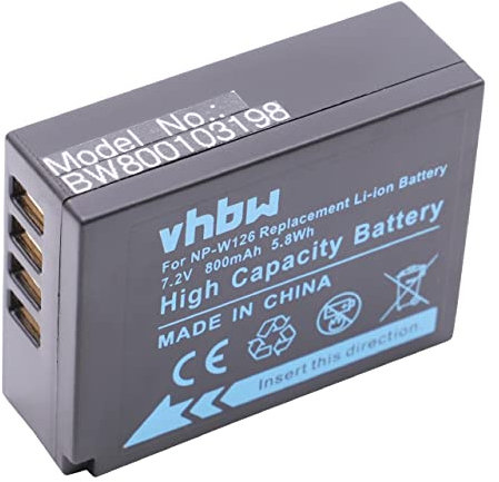 vhbw 1x Akku Ersatz für Fuji/Fujifilm NP-W126s, NP-W126 für Kamera (800 mAh, 7,2 V, Li-Ion)