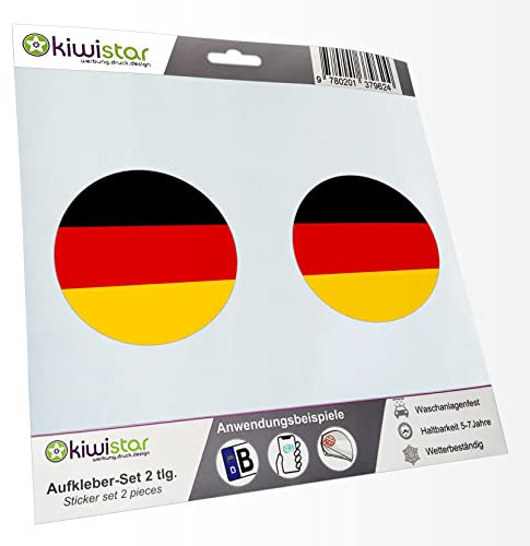 KIWISTAR - 2X Kennzeichenaufkleber - Deutschland - Kennzeichen Aufkleber Sticker Nummernschild Land Country Nation