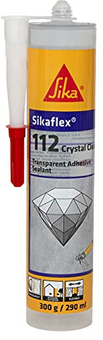 SIKA - Sellador y Adhesivo Elástico Universal - Sikaflex Crystal Clear - Transparente - Para juntas - Multi soporte - Multiusos - Interior y exterior - 290 ml