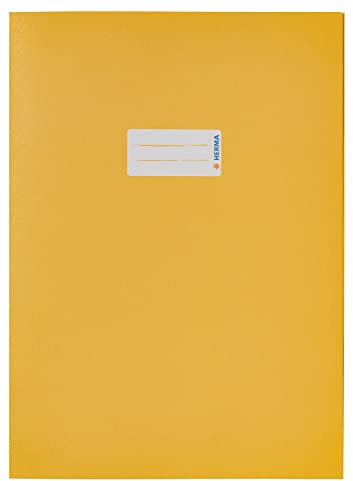 HERMA 5521 Heftumschlag A4 Papier Gelb, Hefthülle mit Beschriftungsfeld aus kräftigem Recycling Altpapier & satten Farben, Heftschoner für Schulhefte, farbig