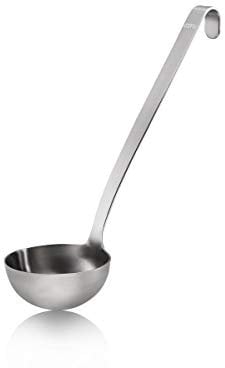 GEFU Schöpflöffel BASELINE Ø 9 cm | Edelstahl-Küchenlöffel 150 ml mit Aufhängeöse | Spülmaschinengeeignet, Robust, Langlebig, Praktisch für Suppen & Soßen