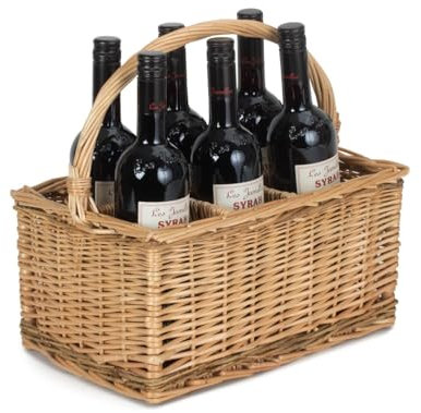 6 Flasche Gedämpfte Wicker 2 Tone Flaschenträger