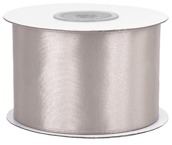 Satinband 50mm x 25m Rolle - FARBAUSWAHL in 3/6/12/18/25/38/50/75/100mm - farbecht & waschbar - Schleifenband für Hochzeit - Geschenkband zum Verpacken Dekorieren Basteln - Taupe 823