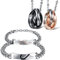 Kim Johanson Edelstahl Pärchen Schmuckset Armbänder & Ketten Pleasure für verliebte Roségold & Schwarz mit Cubic Zirkonia inkl. Schmuckbeutel
