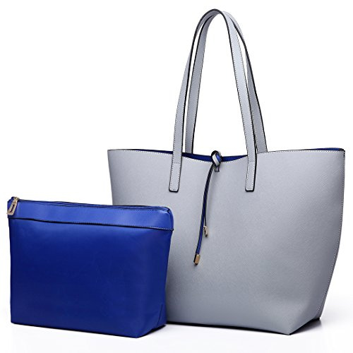 Miss Lulu Shopper für Damen - Große Schultertasche, Moderne Einkaufstasche aus PU-Leder, Praktische Henkeltasche - 2 Stück Set